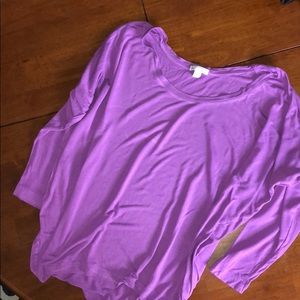 purple flowy shirt